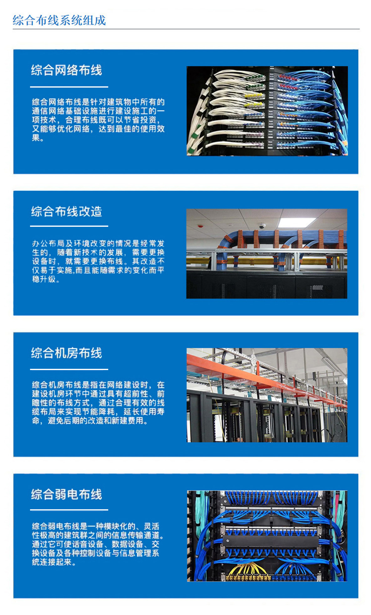 3科技園,工業(yè)園,商業(yè)園,產(chǎn)業(yè)園,農(nóng)業(yè)園,物流園等園區(qū)綜合布線，囊括園區(qū)網(wǎng)絡(luò)布線，綜合布線改造，機(jī)房布線,弱電布線等，布線是整個(gè)系統(tǒng)的基礎(chǔ)和關(guān)鍵環(huán)節(jié)，其質(zhì)量直接影響系統(tǒng)的穩(wěn)定性、可靠性和可擴(kuò)展性。